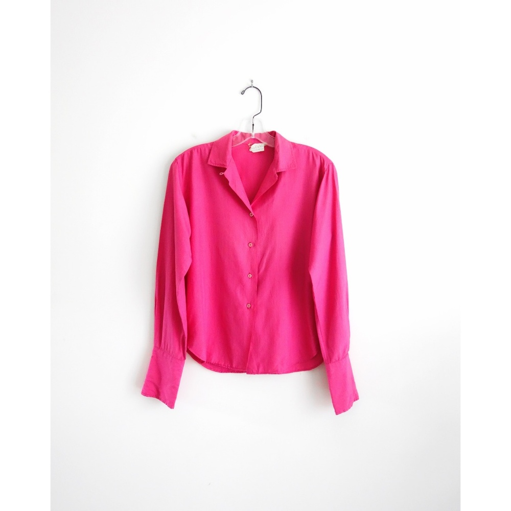 Vintage 60s Pink Long Sleeve Button Down Shirt M - Picture 1 of 3
